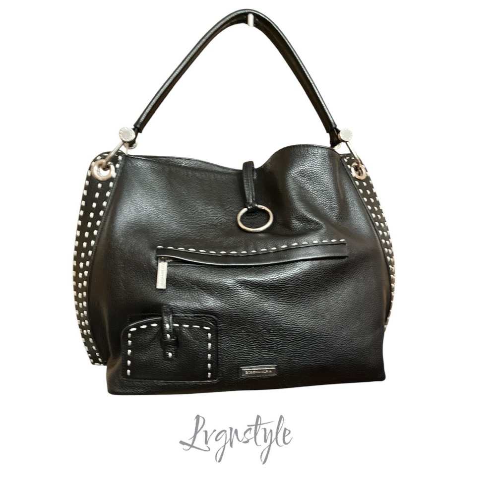BCBGMaxAzria Black Satchel with Silver Accents